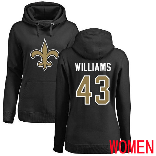 New Orleans Saints Black Women Marcus Williams Name and Number Logo NFL Football #43 Pullover Hoodie Sweatshirts